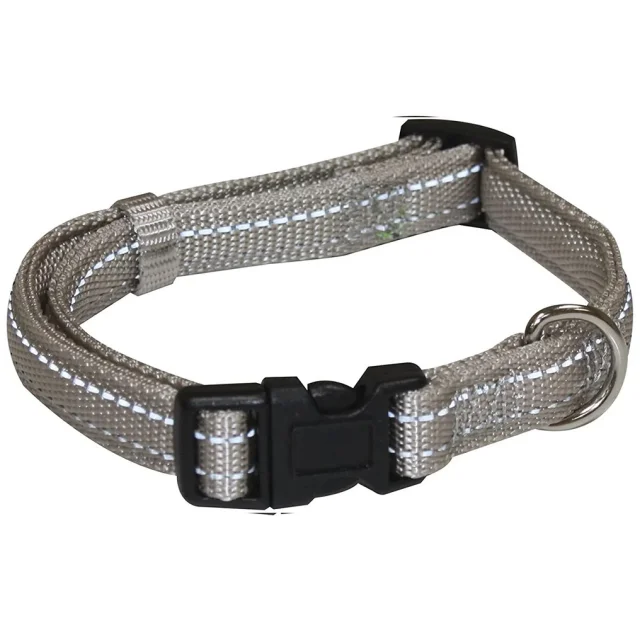 Ошейник Croci Soft Reflective для собак, светоотражающий, нейлон, серый, 40-65×2.5 см
