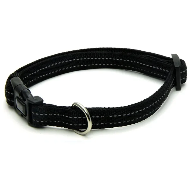 Ошейник Croci Soft Reflective для собак, светоотражающий, нейлон, черный, 30-45×1.5 см