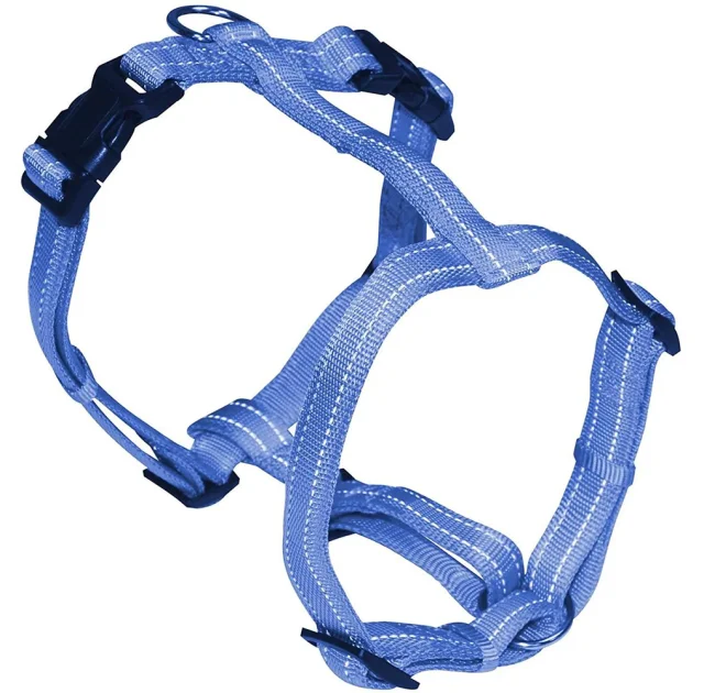 Шлея H-образная Croci Soft Reflective для собак, светоотражающая, нейлон, голубая, 1.5×35-50 см