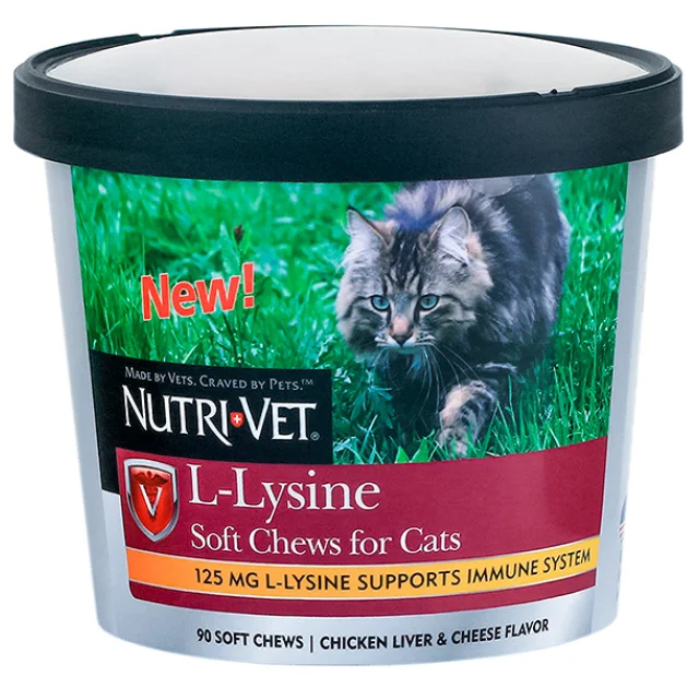 Жувальні таблетки для імунітету Nutri-Vet L-Lysine для кішок, 90 табл