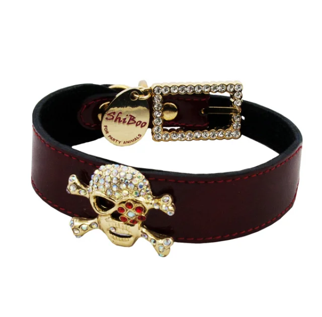 Ошейник Shiboo Candy Pink Pirate-25 для собак, рубин-белый, 2.5×35 см