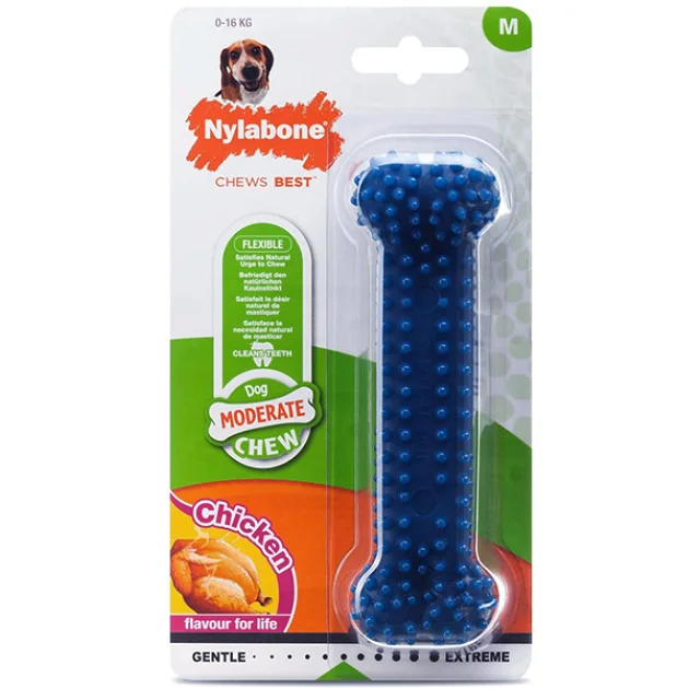 Іграшка кістка жувальна Nylabone Moderate Chew Dental Bone M, для собак до 16 кг