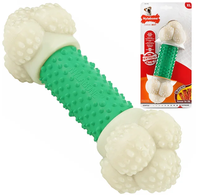 Іграшка жувальна Nylabone Extreme Chew Double Action XL, смак бекону, для собак до 23 кг