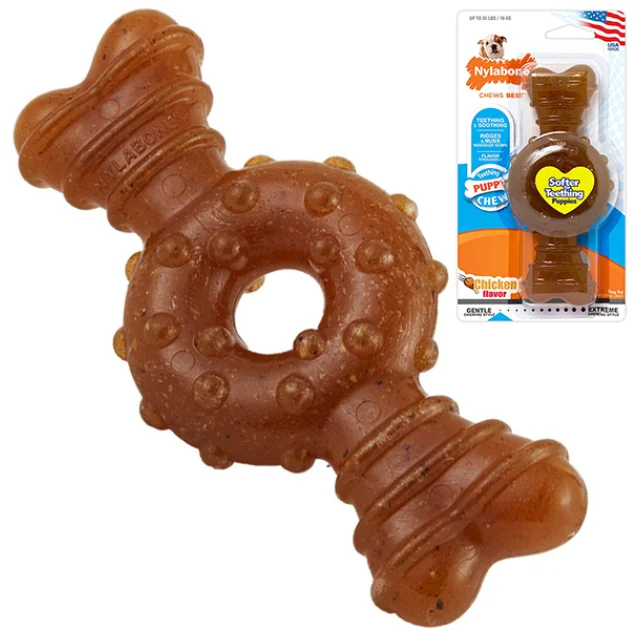 Игрушка жевательная Nylabone Puppy Chew Ring Bone M, вкус курицы, для собак до 16 кг