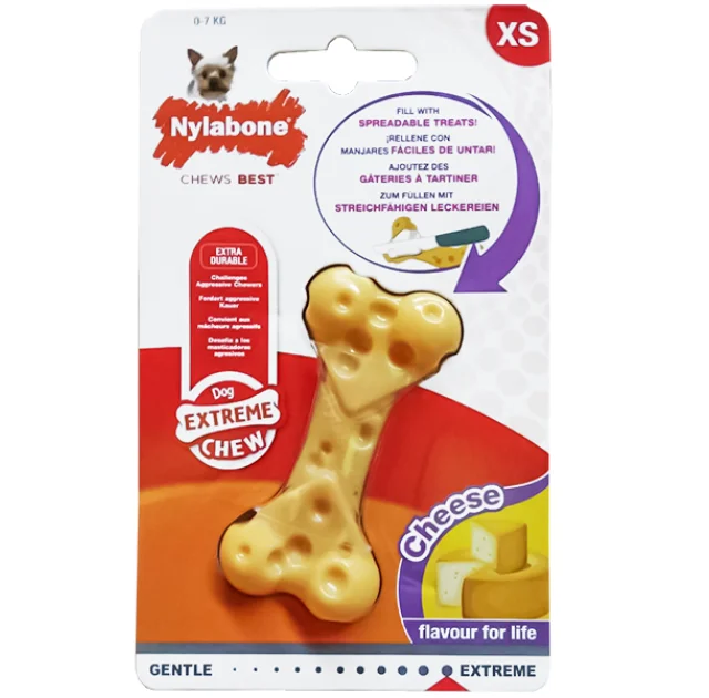 Игрушка жевательная Nylabone Extreme Chew Cheese Bone XS, вкус сыра, для собак до 7 кг