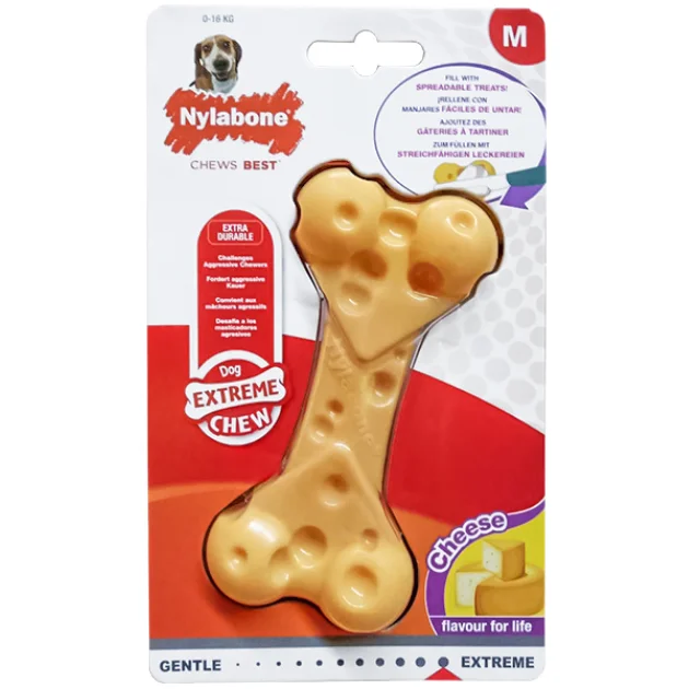 Игрушка жевательная Nylabone Extreme Chew Cheese Bone M, вкус сыра, для собак до 16 кг