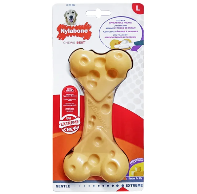 Игрушка жевательная Nylabone Extreme Chew Cheese Bone L, вкус сыра, для собак до 23 кг