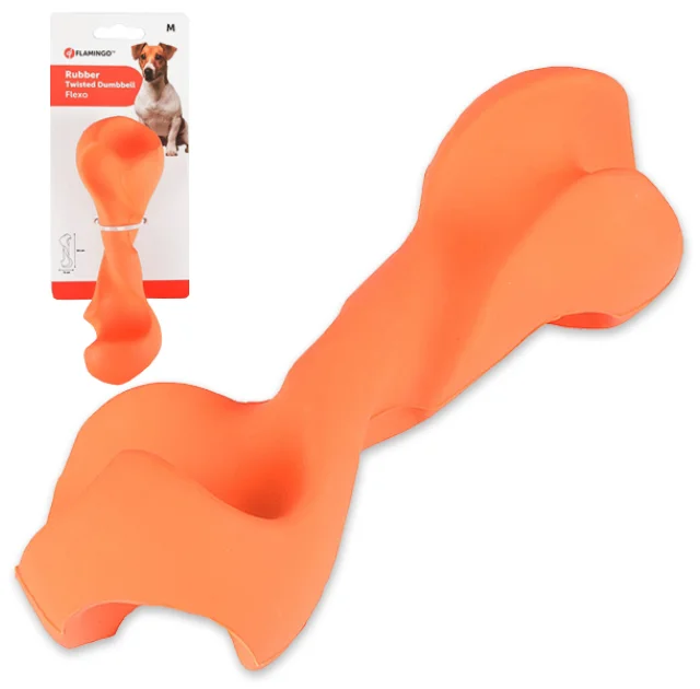 Игрушка Flamingo Rubber Flexo Twisted Dumbbell, для собак, 16×5 см