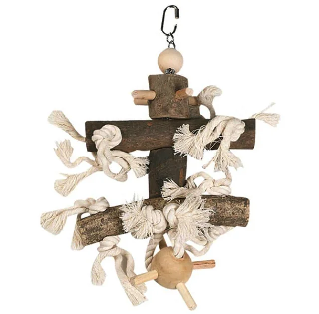 Игрушка Flamingo Cage Hanger Wood With Pinball, для птиц, 18×18×28 см