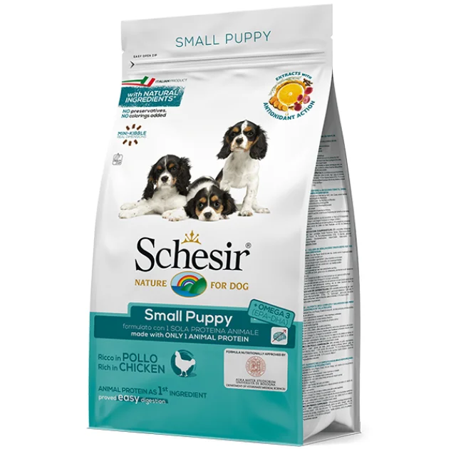 Сухой корм Schesir Dog Small Puppy с курицей, монопротеиновый, для щенков малых пород, 800 г