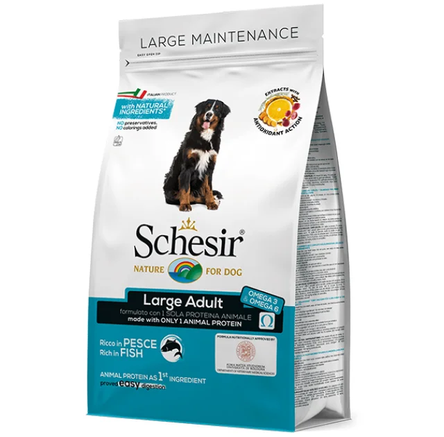 Сухой корм Schesir Dog Large Adult Fish с рыбой, для собак крупных пород, 3 кг