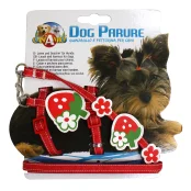 Шлея+поводок Croci Strawberry для собак, нейлон, красный, 20-29×1 см/1×120 см