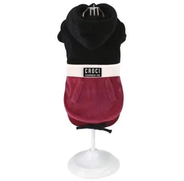 Толстовка с капюшоном Croci Fashionwear для собак, весна/осень, красно-черная, 25 см