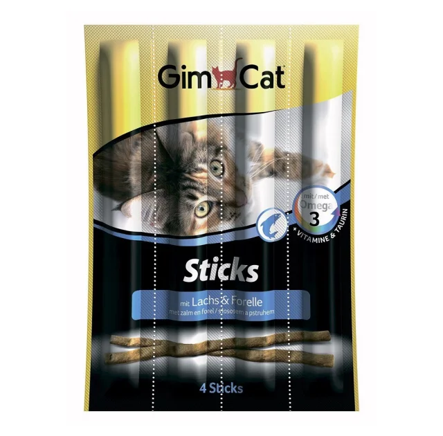 Ласощі GimCat Sticks палички з лососем і фореллю, для кішок, 4 шт