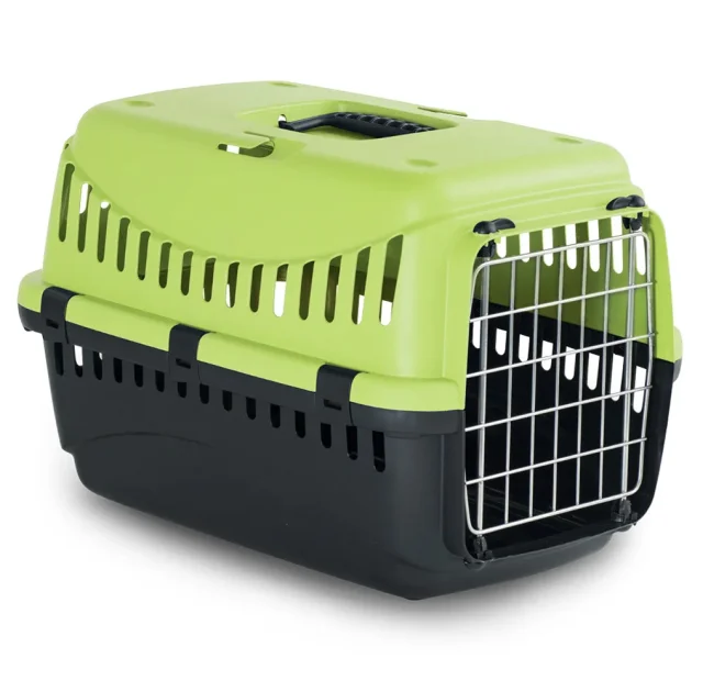 Переноска Bergamo Gipsy 2 Large Green для собак до 12 кг, металеві двері, чорно-зелений, 58×38×38 см