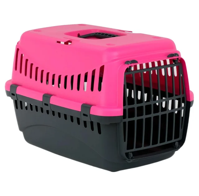 Переноска Bergamo Gipsy 2 Large Pink для собак до 12 кг, металеві двері, чорно-рожевий, 58×38×38 см