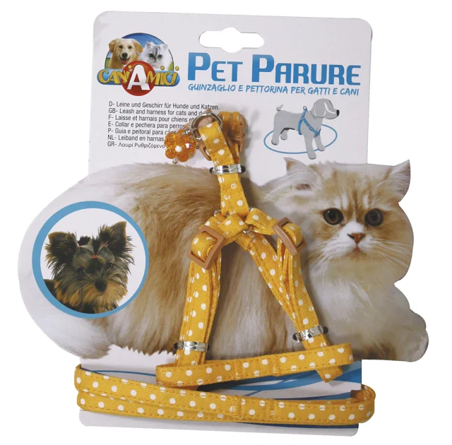 Набір нашийник з повідцем Croci Gatto Pois для котів, нейлон, 23-33×1 см/120×1 см
