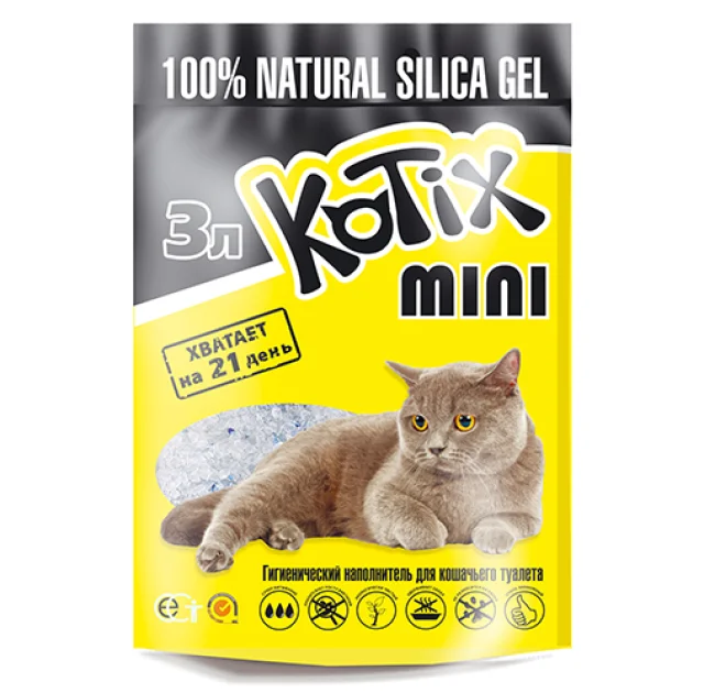 Силикагелевый наполнитель Kotix для кошачьего туалета, 3 л