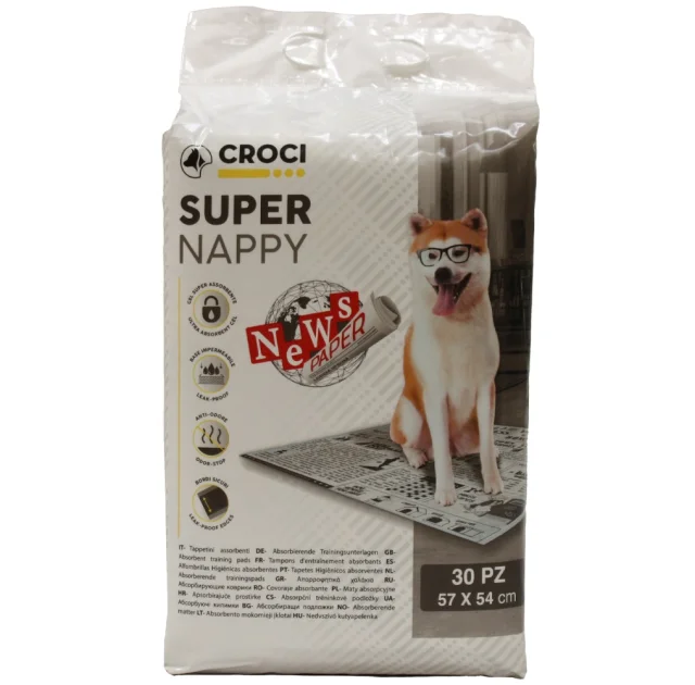 Пеленки Croci Super Nappy для собак, принт газета, 57×54 см, 30 шт