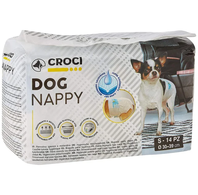 Підгузник Croci для собак від 2 до 3 кг, розмір S, обхват 30-39 см, 14 шт