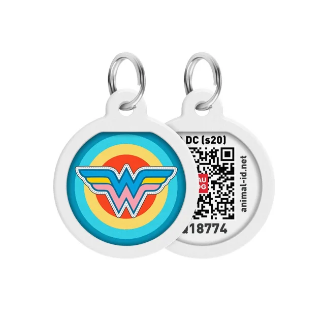 Адресник WAUDOG Smart ID з QR-паспортом, малюнок "Чудо Жінка", діаметр 25 мм
