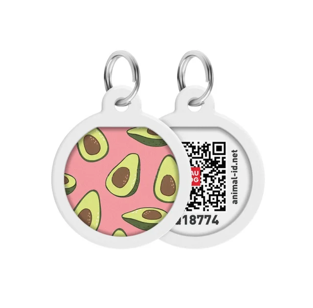 Адресник WAUDOG Smart ID с QR-паспортом, рисунок "Авокадо", диаметр 25 мм