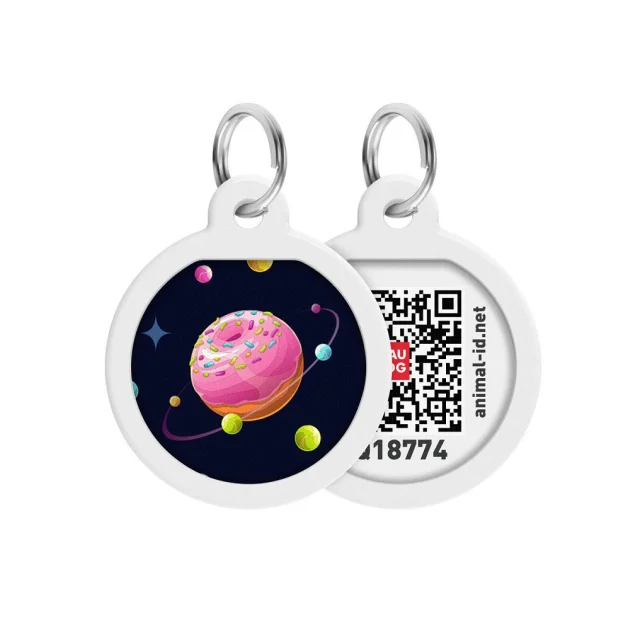 Адресник WAUDOG Smart ID с QR-паспортом, рисунок "Пончики", диаметр 25 мм