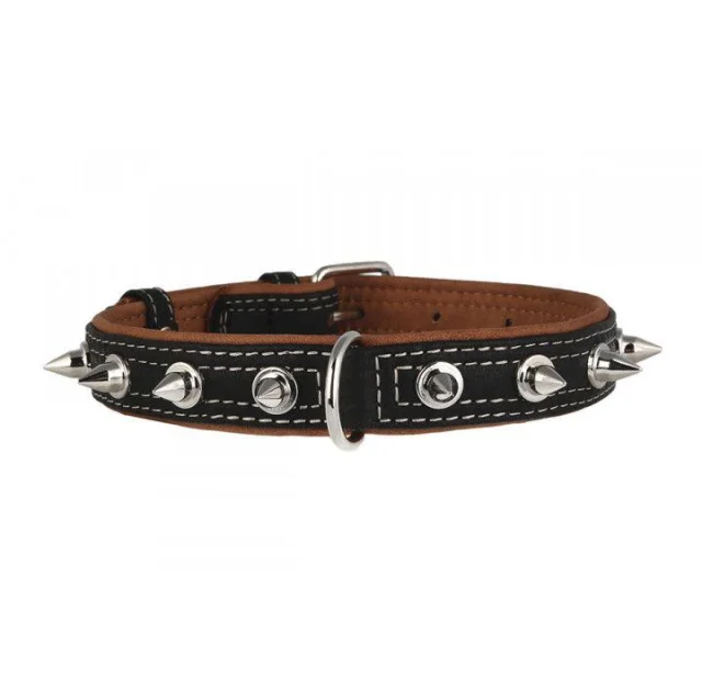 Ошейник Waudog Soft с шипами, черный верх, ширина 35 мм, длина 46-60 см