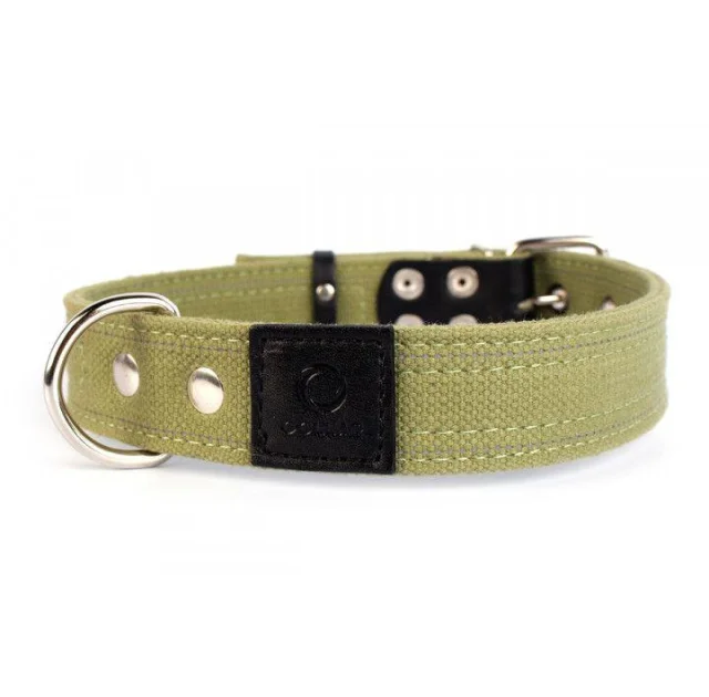 Ошейник Collar Брезент, х/б, двойной, тесьма со светоотражающей нитью, 35 мм х 51-63 см