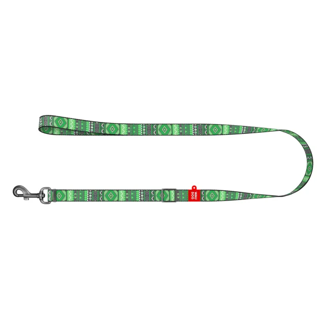 Поводок WAUDOG Nylon для собак, Этно зеленый, ширина 25 мм, длинна 152-183 см