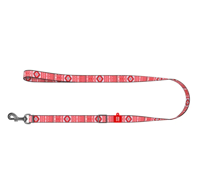Поводок WAUDOG Nylon для собак, Этно красный, ширина 20 мм, длинна 152-183 см