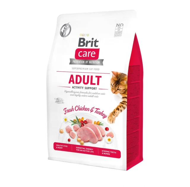 Сухой корм Brit Care Cat GF Adult Activity Support, для взрослых кошек, 0.4 кг