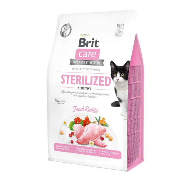 Сухой корм Brit Care Cat GF Sterilized Sensitive, для кошек с чувствительным пищеварением, 0,4 кг