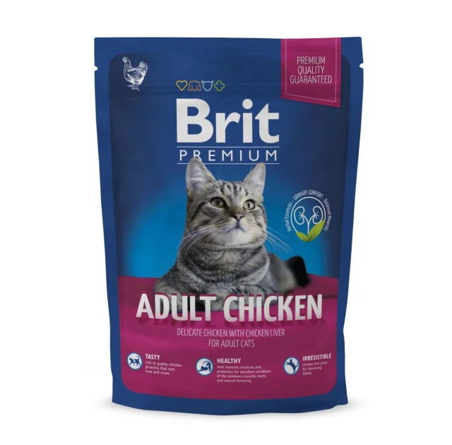 Сухий корм Brit Premium Cat Adult Chicken, для кішок, 0.8 кг