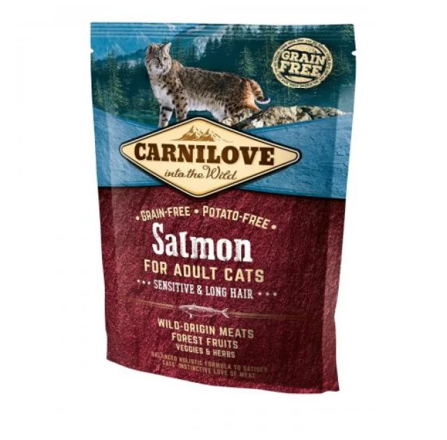 Сухой корм Carnilove Cat Sensitive & Long Hair, для кошек с чувствительным пищеварением, 0.4 кг