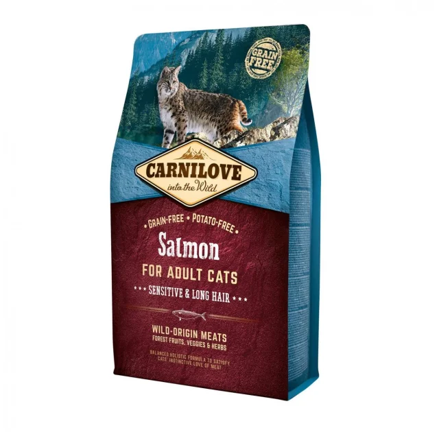 Сухой корм Carnilove Cat Sensitive & Long Hair, для кошек с чувствительным пищеварением, 2 кг