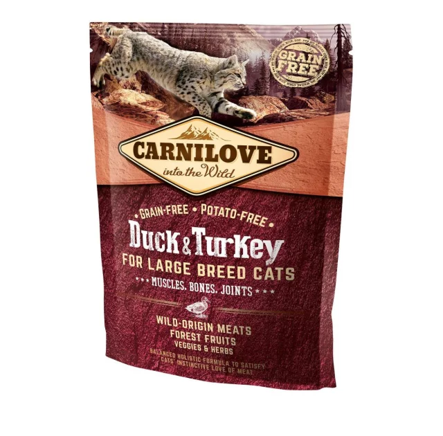 Сухой корм Carnilove Cat Large Breed, для кошек крупных пород, утка, индейка, 0.4 кг