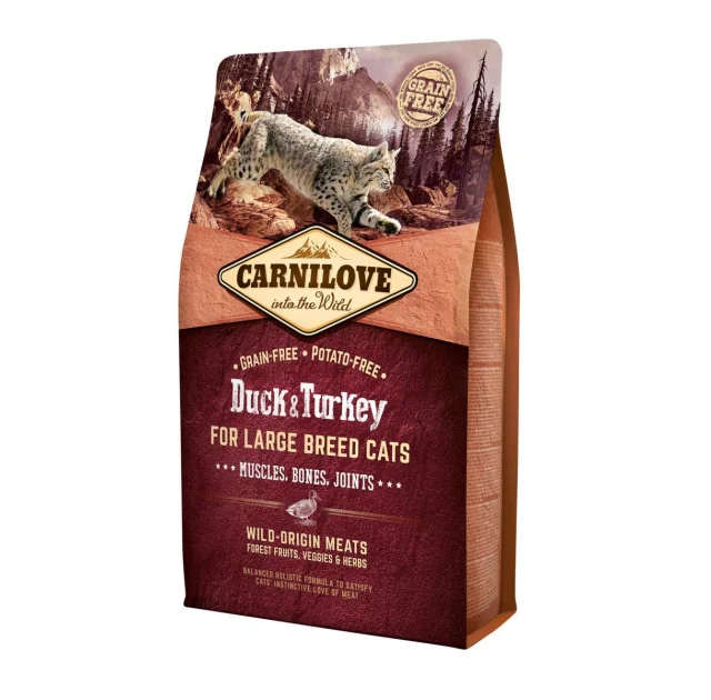 Сухой корм Carnilove Cat Large Breed, для кошек крупных пород, утка, индейка, 2 кг