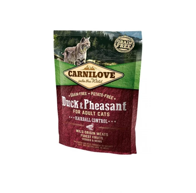 Сухой корм Carnilove Cat Hairball Controll, для кошек, для выведения шерсти, утка, фазан, 0.4 кг