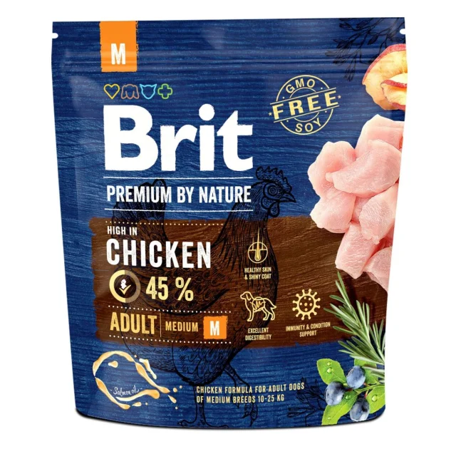 Сухой корм Brit Premium Dog Adult M, для собак средних пород, 1 кг
