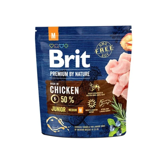 Сухий корм Brit Premium Dog Junior, для цуценят середніх порід, 1 кг