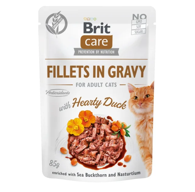 Влажный корм Brit Care Cat, для кошек, филе в соусе с уткой, 85 г