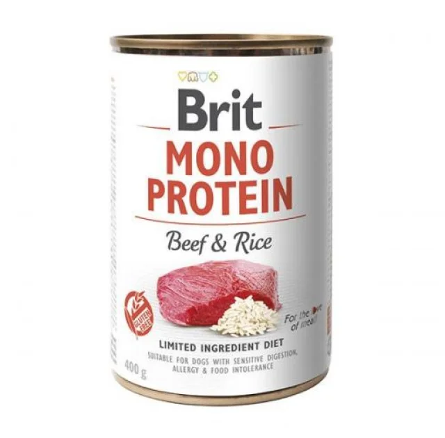 Консерва Brit Mono Protein Dog, для собак, з яловичиною і темним рисом, 400 г