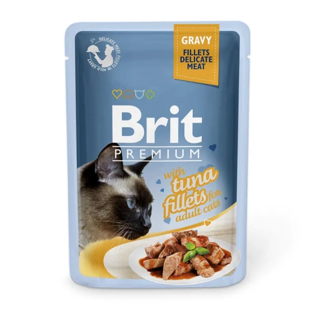 Вологий корм Brit Premium Cat, для кішок, філе тунця в соусі, 85 г