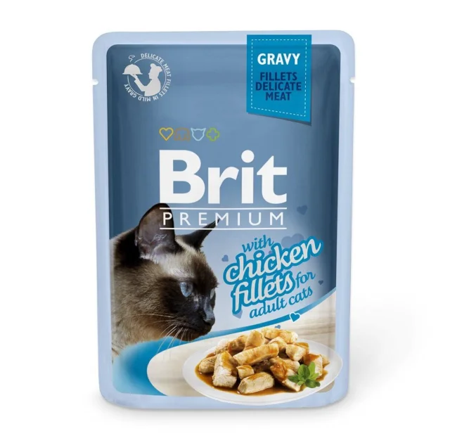 Вологий корм Brit Premium Cat, для кішок, філе курки в соусі, 85 г