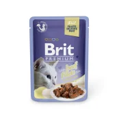 Вологий корм Brit Premium Cat, для кішок, філе яловичини в желе, 85 г