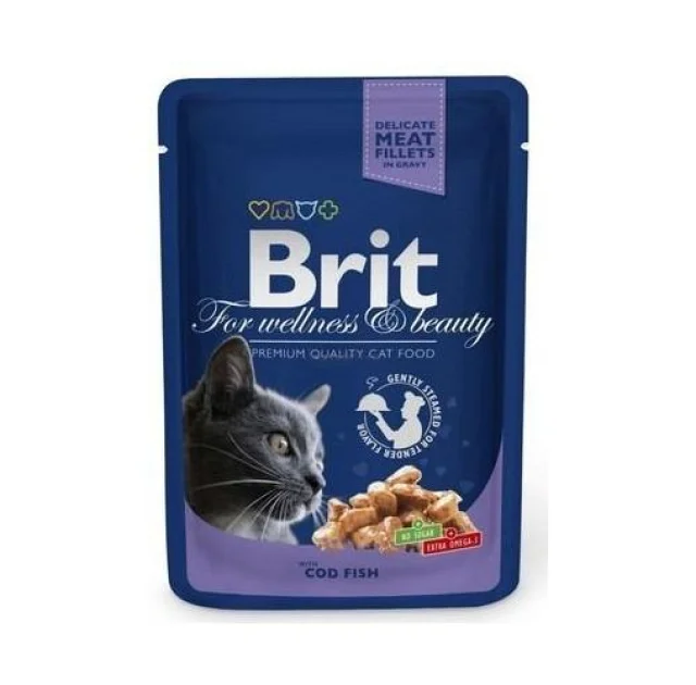 Вологий корм Brit Premium Cat, для кішок, тріска, 100 г