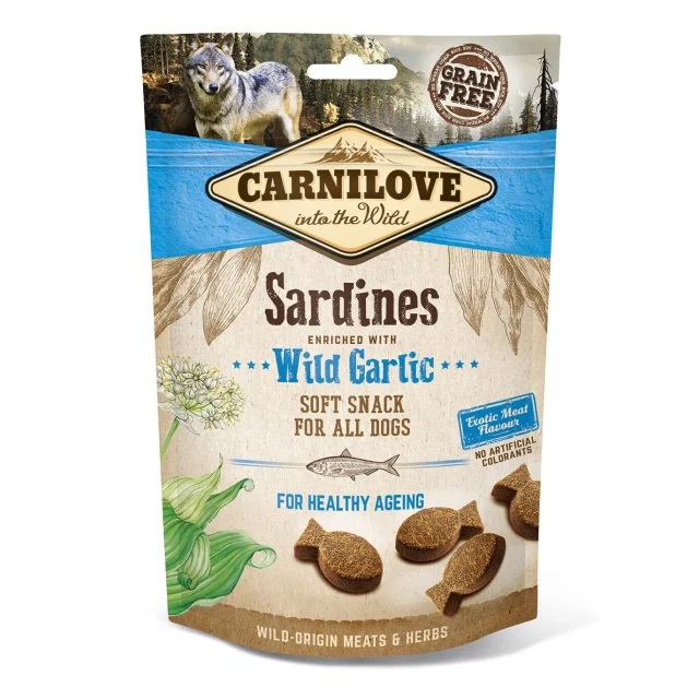 Ласощі Carnilove Dog Semi Moist, для собак, сардина, часник, 200 г