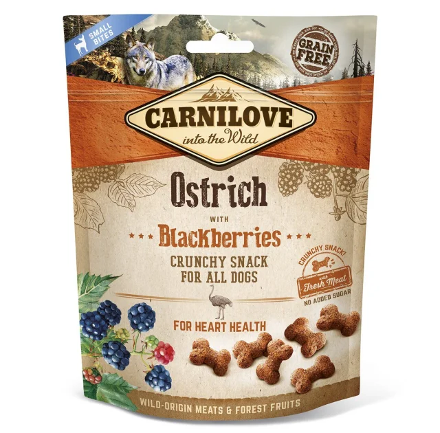 Ласощі Carnilove Dog Crunchy Snack, для собак, страус, ожина, 200 г