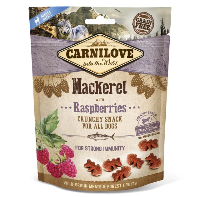 Ласощі Carnilove Dog Crunchy Snack, для собак, скумбрія, малина, 200 г